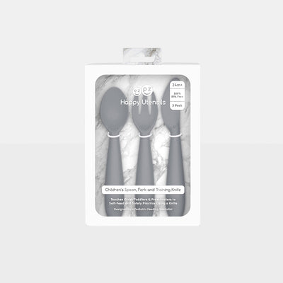 Happy Utensils – Spoon, Fork, and Safe Knife Set for Toddlers and Preschoolers