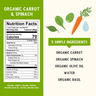 Organic Carrot, Spinach & Basil Baby Food Pouch