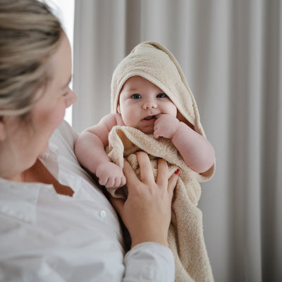 Mushie Organic Cotton Hooded Baby Towel – Soft & Absorbent Bath Towel