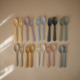 Mushie Dinnerware Fork and Spoon Set – Non-Toxic Baby Utensils