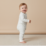 Makemake Organics Organic 2-Way Zip Romper - Fog Stripes