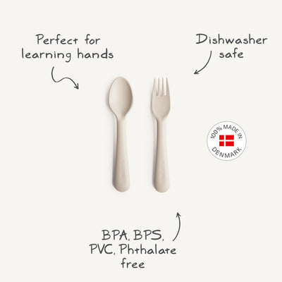 Mushie Dinnerware Fork and Spoon Set – Non-Toxic Baby Utensils