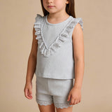 Makemake Organics Organic Ruffle Top & Shorts Set - Fog