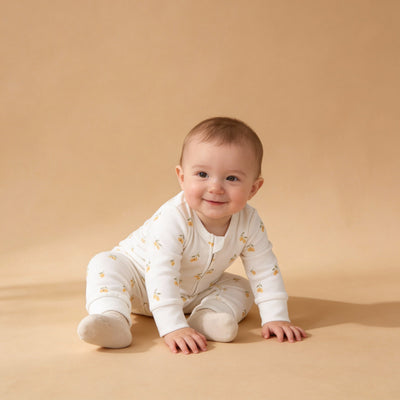 Makemake Organics Organic 2-Way Zip Romper - Lemons