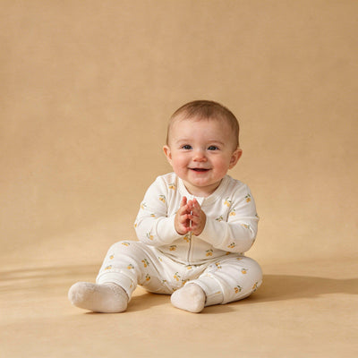 Makemake Organics Organic 2-Way Zip Romper - Lemons