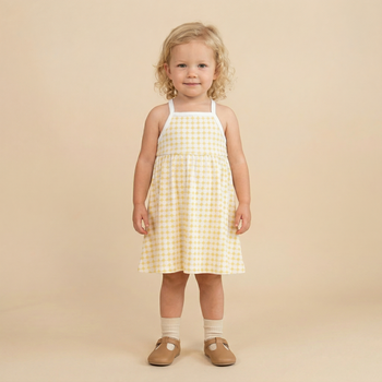 Makemake Organics Organic Tie-Back Strap Dress - Dotty Gingham