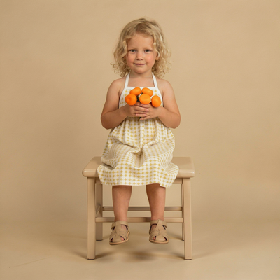 Makemake Organics Organic Tie-Back Strap Dress - Dotty Gingham