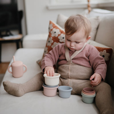Mushie Stacking Cups Toy – Rundetårn Stacking Tower for Toddlers