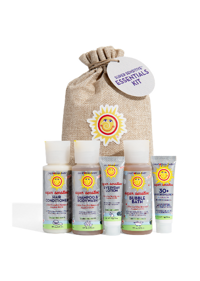 California Baby Super Sensitive Travel Kit – Fragrance-Free Baby Skincare & Bath Set (TSA Size)