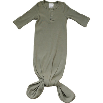 Green Organic Cotton Ribbed Knot Gown - Euromallusa