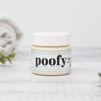 Happy Boobies Nipple Cream Organic 1oz container shown with topical skincare packaging