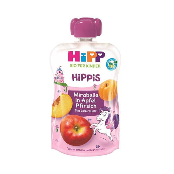 HiPP Hippis Apple, Yellow Plum & Peach Puree 100g (842506) - Euromallusa