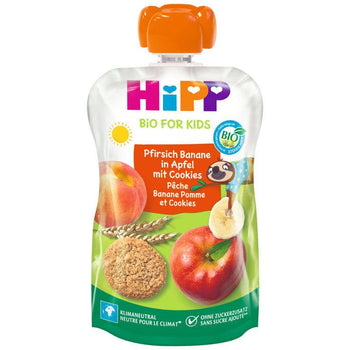 HiPP Hippis Peach Banana In Apple With Cookies 100G (847000) - Euromallusa