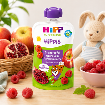 HiPP Super Hippis Apples, Raspberries, Pomegranates And Malpighia Puree 100 G(842502)