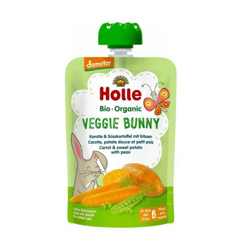 Holle Veggie Bunny – Pouch Carrot & Sweet Potato With Peas 100 G (150404) - Euromallusa