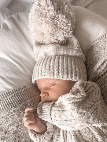 Organic Cotton Baby Pom Beanie – Natural