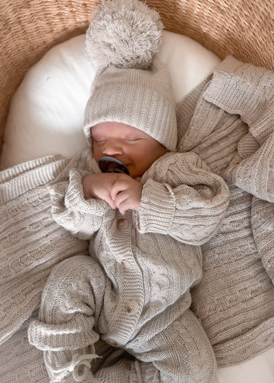 Luna + Luca Classic Cable Knit Baby Blanket - Natural