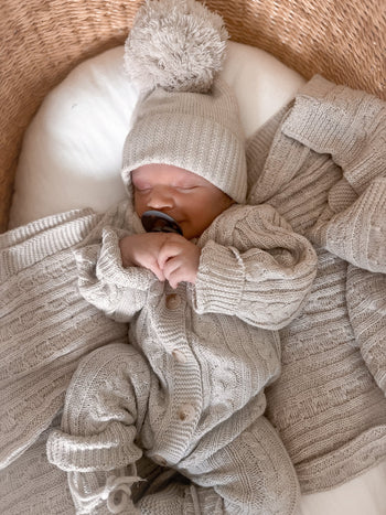 Organic Cotton Baby Pom Beanie – Natural