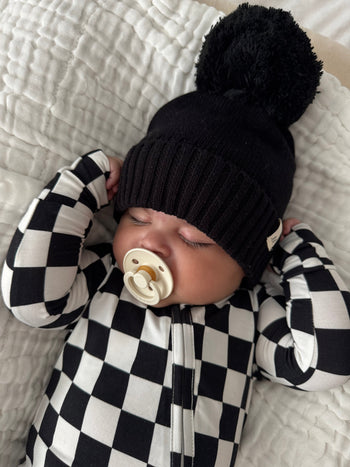 Organic Cotton Baby Pom Beanie – Midnight