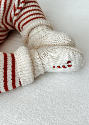Candy Cane Embroidered Booties