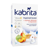 Kabrita cereal packaging with fruits and a rabbit illustration on a white background