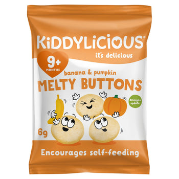 Kiddylicious Banana & Pumpkin Melty Buttons Baby Snack 6g (9+ Months)