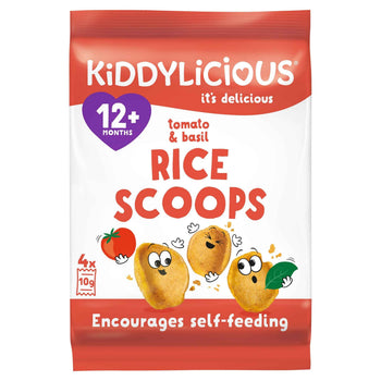 Kiddylicious Tomato & Basil Rice Scoops Toddler Snack 4x10g (12+ Months)