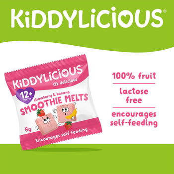 Kiddylicious Strawberry & Banana Smoothie Melts Toddler Snack 6g (12+ Months)