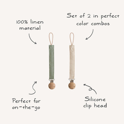 Linen Pacifier Clip Set