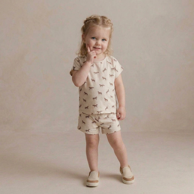 Makemake Organics Organic Drop Shoulder Tee & Shorts Set - Horses