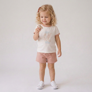 Makemake Organics Organic Graphic Tee & Shorts Set - Beach Day