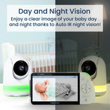 Babysense Max View: Video Baby Monitor with 2 Cameras, Non Wifi, Split Screen, Night Light & Sound Machine