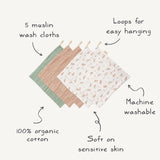 Organic Muslin Baby Washcloths