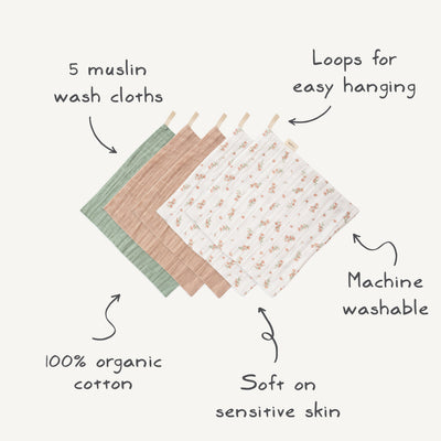 Organic Muslin Baby Washcloths