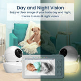 HD S2: Video Baby Monitor with 2 Cameras, Non Wifi, Split Screen & Night Light Machine