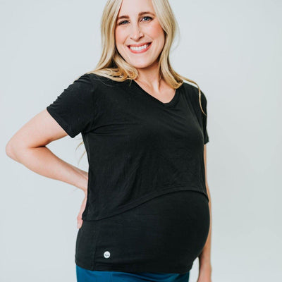 Nursing Short Sleeve Tee - Black