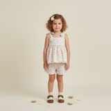 Makemake Organics Organic Tie Up Top & Shorts Set - Pink Bloom