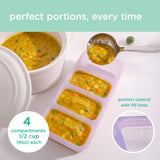 Olababy Silicone Baby Food Freezer Tray with Lid – ½ Cup (4oz) Portions for Purees, Broth & Breast Milk