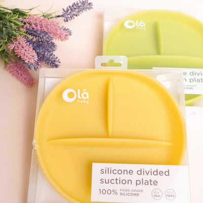 Olababy Divided Silicone Suction Plate for Babies & Toddlers – 3-Compartment Stay-Put Plate, 6 Months+