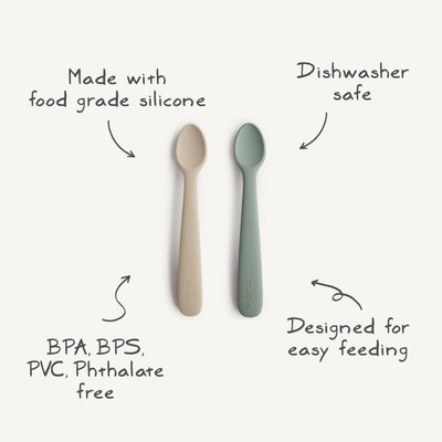 Mushie Silicone Feeding Spoons – Soft-Tip Baby Spoons