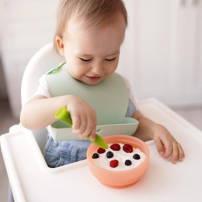 Olababy Silicone Suction Bowl with Lid – 8oz Stay-Put Baby Bowl for Self-Feeding, 6 Months+