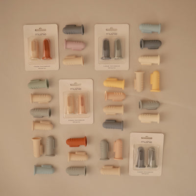 Mushie Finger Toothbrush Set – Silicone Baby Toothbrush