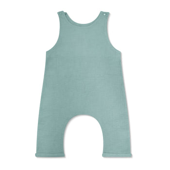 Apple Park Muslin Snap Jumpsuit - Teal