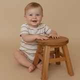 Makemake Organics Organic Short Sleeve Bubble Romper - Terra Stripes