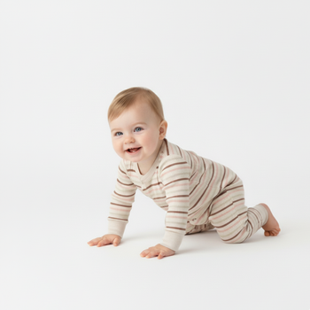 Makemake Organics Organic 2-Way Zip Romper - Terra Stripes