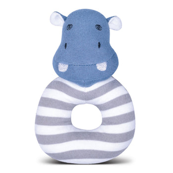 Apple Park JoJo Hippo Organic Cotton Teething Rattle