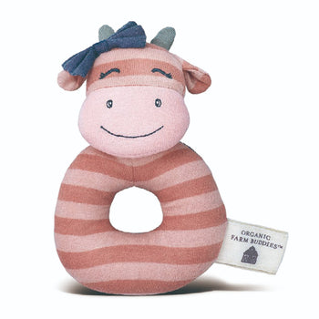 Apple Park Miss Moo Organic Cotton Teething Rattle