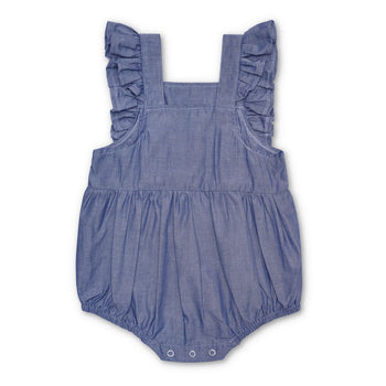 Apple Park Flutter Sleeve Romper - Chambray