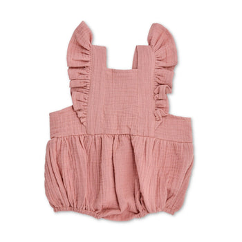 Apple Park Muslin Flutter Sleeve Romper - Terra Cotta