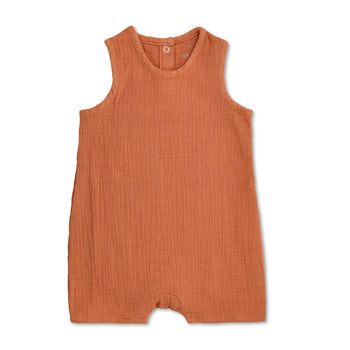 Apple Park Muslin Sleeveless Coverall - Rust